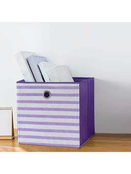 Kuber Industries - Foldable Storage Basket Front Grab Handle Wardrobe, Closet Organizer (Purple)