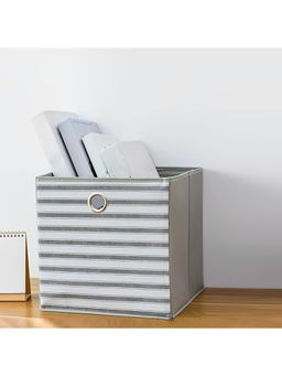 Kuber Industries - Foldable Storage Basket Front Grab Handle Wardrobe, Closet Organizer (Grey)