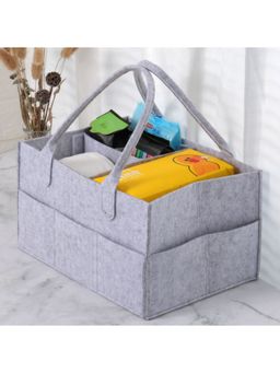 Kuber Industries - Diaper Caddy Bag For Travel Nursery Storage Foldable Organizer (Grey)