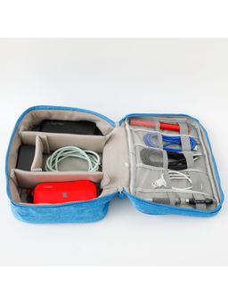 Kuber Industries - Travel Organizer Two Compartment With Zipper Great For Traveling (Blue)