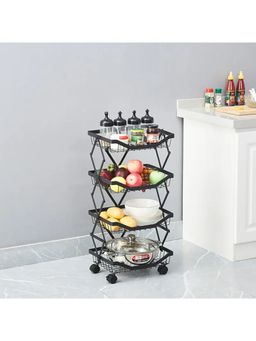 Kuber Industries - Kitchen Rack Multipurpose Storage Basket Fruit Basket (Black)