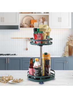 Kuber Industries - 360-Degree Rotable Kitchen Trolley Fruit Basket (Dark Green)