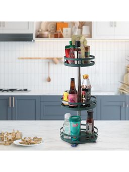 Kuber Industries - 360-Degree Rotable Kitchen Trolley Fruit Basket (Dark Green)