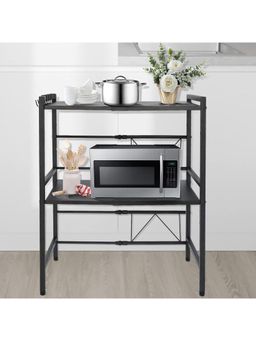 Kuber Industries - 2-Layer Microwave Oven Rack Kitchen Counter Shelf Organizer (Black)