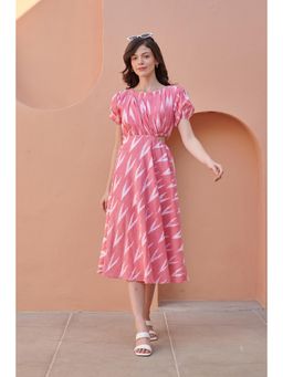 Pasha India - Pink Ikat Side Cut Cotton Dress
