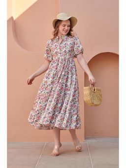 Pasha India - Dove White Gathered Midi Dress