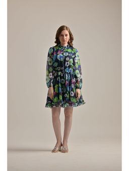 THE SAMOA - Blue Floral Print Mini Dress