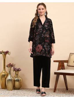 Monte Carlo - Black Wool Blend Embellished/Sequined Kurta with Pant