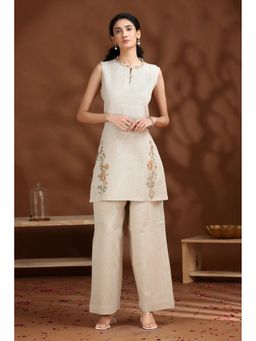 Cotton Culture - Off White Pure Cotton Embroidered Kurta with Pant