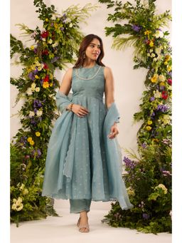 Alaya by Stage3 - Blue Organza Embellished/Sequined Anarkali Kurta and Pant with Dupatta