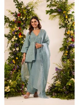 Alaya by Stage3 - Blue Organza Embellished/Sequined Kurta with Pant and Dupatta