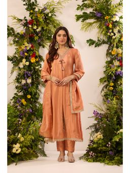 Alaya by Stage3 - Orange Crepe Embroidered Anarkali Kurta and Pant with Dupatta