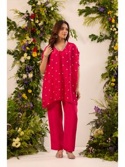 Alaya by Stage3 - Pink Silk Embroidered Kurta with Pant
