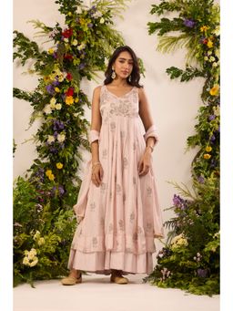 Alaya by Stage3 - Pink Chinon Embellished/Sequined Anarkali Kurta with Dupatta