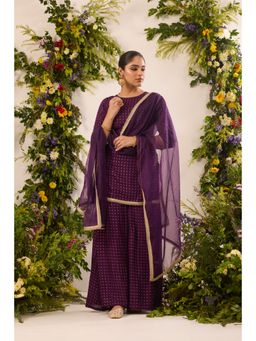 Alaya by Stage3 - Purple Chanderi Woven Kurta with Sharara and Dupatta