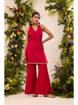 Alaya by Stage3 - Pink Chanderi Embellished/Sequined Kurta with Sharara