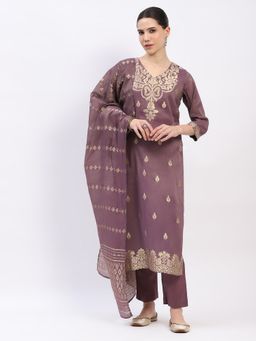 ME & I - Mauve Chanderi Zari Kurta with Pant and Dupatta