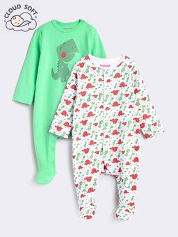 Hopscotch - 2 Pack Bio-Finished Dinosaur Print Footies