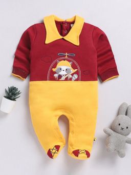 Hopscotch - Animal Embroidered Full-Sleeve Cotton Footie
