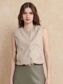 RAREISM - Bojur Light Beige Plain Boxy Jacket