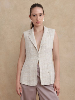 RAREISM - Vadzai Primary Beige Plain Fitted Blazer