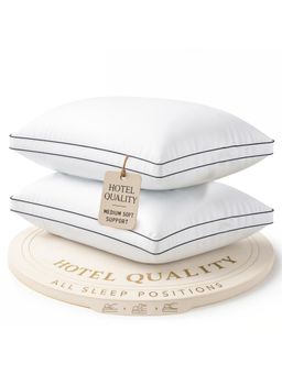 LANE LINEN - White Filled Pillows Soft, Breathable & Hotel Quality for All Sleepers (Pack of 2)