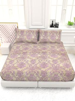 the White Moss - Georgia Printed 210 TC 100% Pure Cotton Queen Bedsheet with 2 Pillow Covers Pink