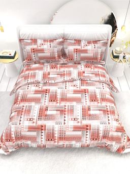 the White Moss - Georgia Printed 210 TC 100% Pure Cotton Queen Bedsheet with 2 Pillow Covers Red