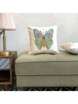 JASMEY HOMES - Embroidered Cushion Cover - Butterfly (16x16 Inches)