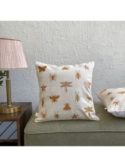 JASMEY HOMES - Embroidered Cushion Cover - Fireflies (16x16 Inches)