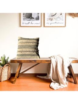 JASMEY HOMES - Boho Cotton Cushion Cover - Green Stripe (16x16 Inches)