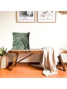 JASMEY HOMES - Velvet Leaf Cushion Cover - Green (16x16 Inches)
