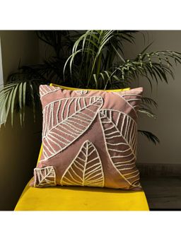 JASMEY HOMES - Velvet Leaf Cushion Cover - Mauve (16x16 Inches)