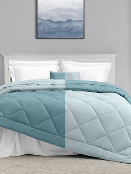 Haus & Kinder - Comfy Flip Solid Reversible 120 GSM Single Comforter Sky & Denim
