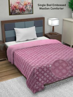 FABINALIV - Onion Geometric Mild Winter 500 GSM Embossed Woollen Single Bed Comforter