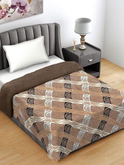 FABINALIV - Brown Geometric Mild Winter 400 GSM Woollen Single Bed Comforter