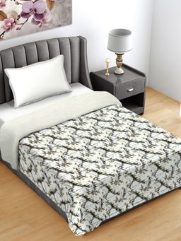 FABINALIV - White Abstract Mild Winter 400 GSM Woollen Single Bed Comforter