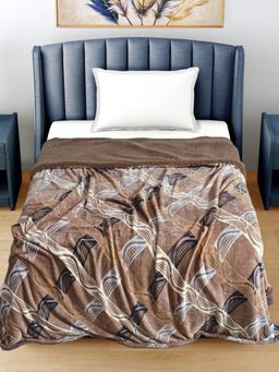 FABINALIV - Brown Geometric Mild Winter 400 GSM Woollen Single Bed Comforter