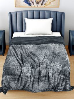 FABINALIV - Grey Floral Mild Winter 400 GSM Woollen Single Bed Comforter