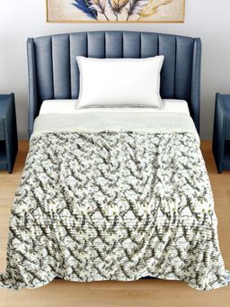 FABINALIV - White Abstract Mild Winter 400 GSM Woollen Single Bed Comforter