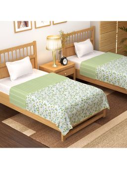 Story@Home - Printed Single AC Blanket for AC Room Cotton, Green (Pack of 2)