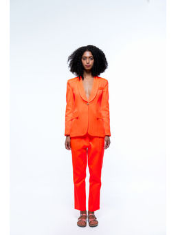 SOTBELLA - Orange Single Breasted Blazer Pants (Set of 2)