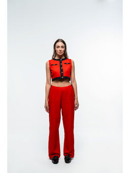 SOTBELLA - Formal Solid Red Top and Pants (Set of 2)