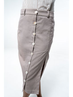 SOTBELLA - Pencil Skirt with Button Placket and Slit