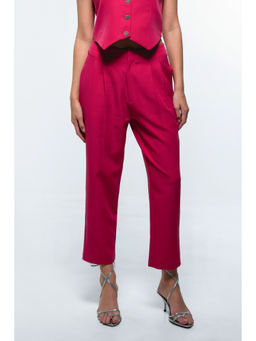 SOTBELLA - Asymmetrical Fuchsia Pink Straight Fit Pants