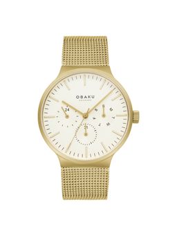 Obaku - Mos Basil Multifunction White Round Dial Mens Watch - V229Gmggmg-Gd