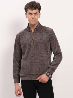 Global Republic - Grey Textured High Neck Sweatshirt for Men
