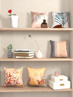 BIANCA - Multi-Color Nature Designer Reversible Printed Silk Linen Cushion Covers (Set of 5)