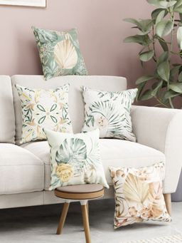 BIANCA - Multi-Color Floral Designer Reversible Printed Silk Linen Cushion Covers (Set of 5)