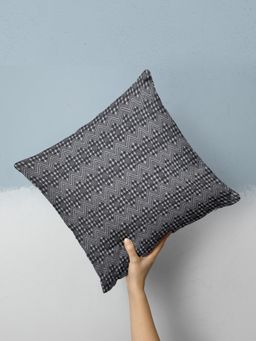 BIANCA - Black Geometric Decorative Hand Loom Cotton Jute Cushion Cover